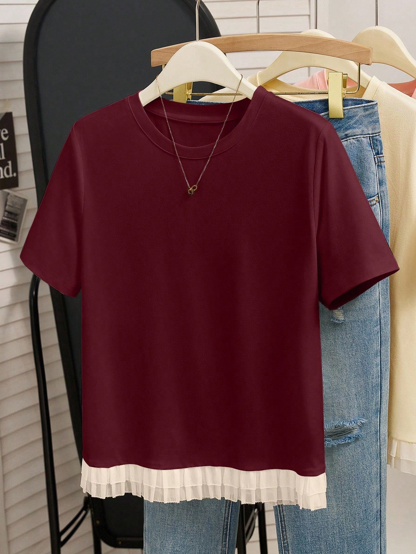 INAWLY Women's Tassel Decor T-Shirt Elegant Summer Top