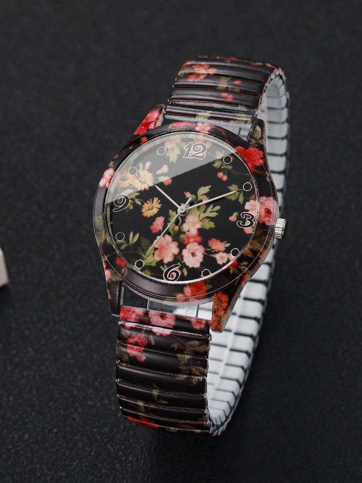 Women's Elastic Band Flower Dial Quartz Wrist Watch