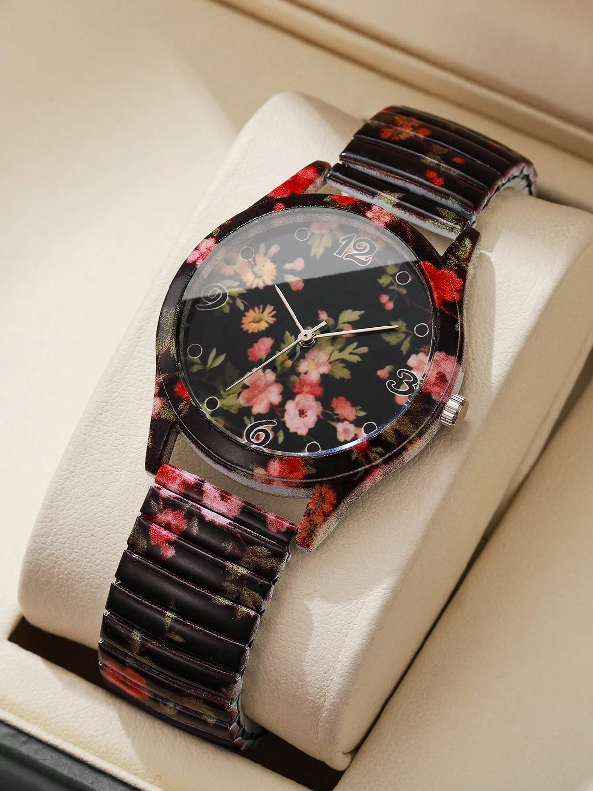 Women's Elastic Band Flower Dial Quartz Wrist Watch