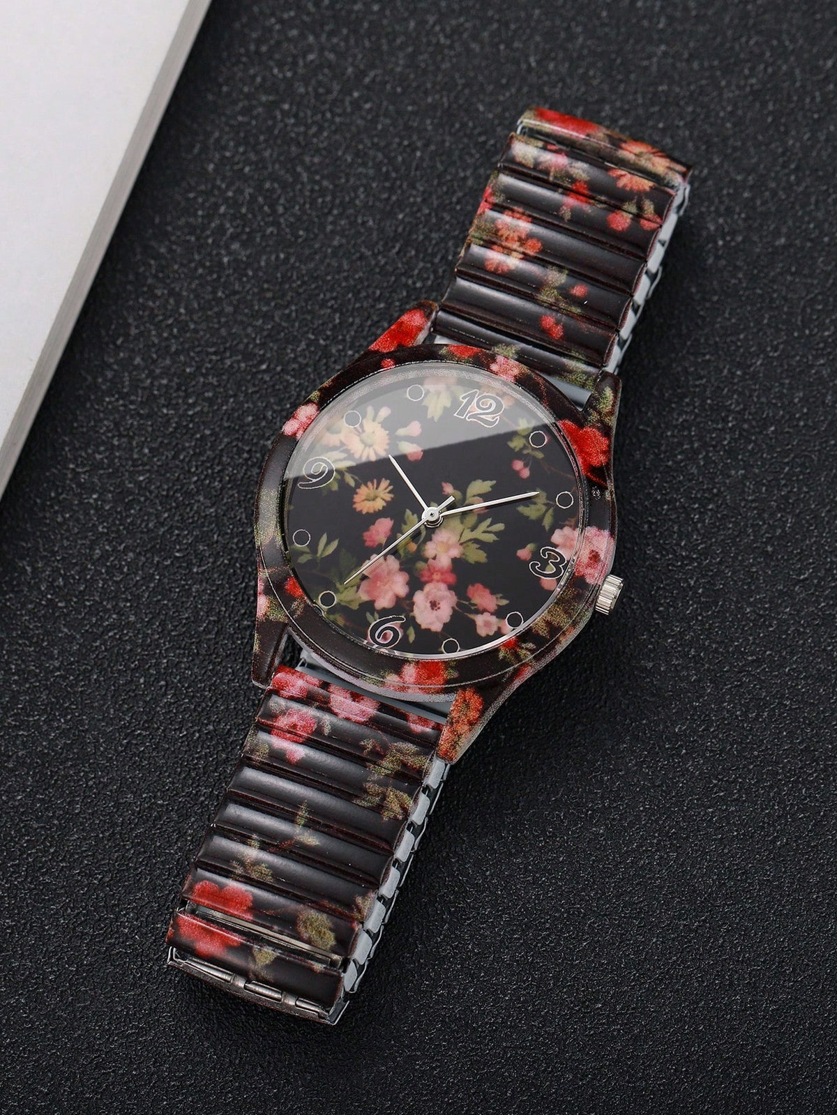 Women's Elastic Band Flower Dial Quartz Wrist Watch