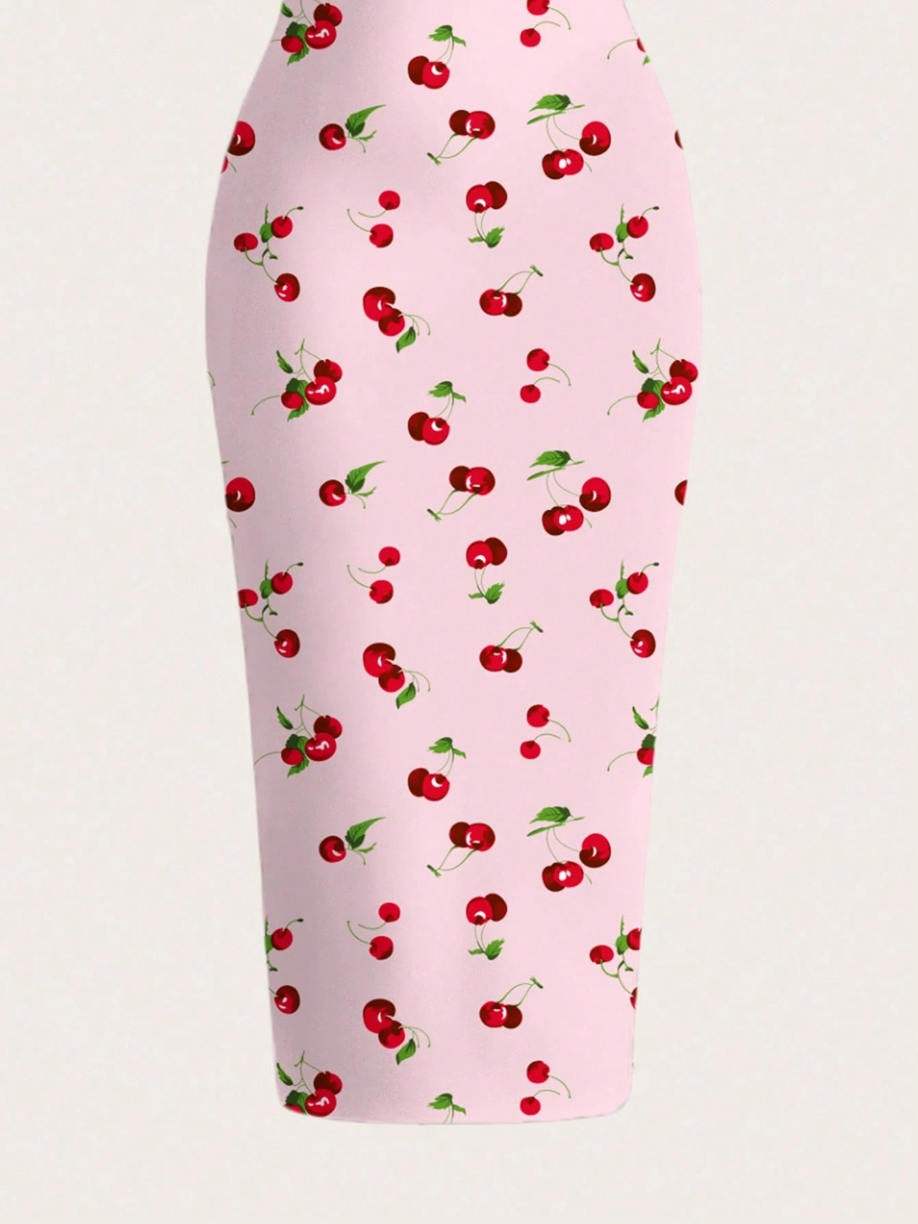 Women's Cherry Print Bodycon Cami Midi Dress