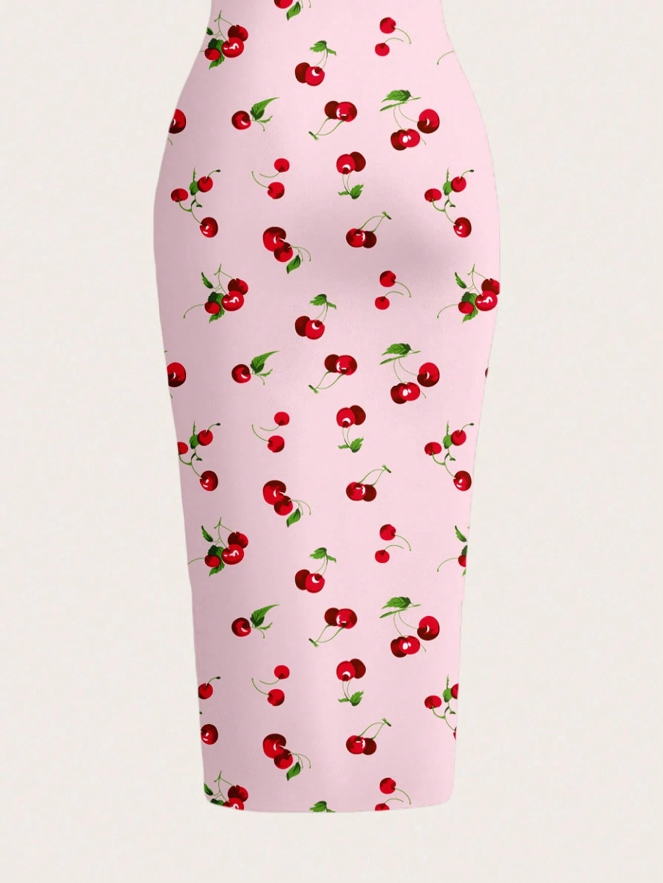 Women's Cherry Print Bodycon Cami Midi Dress
