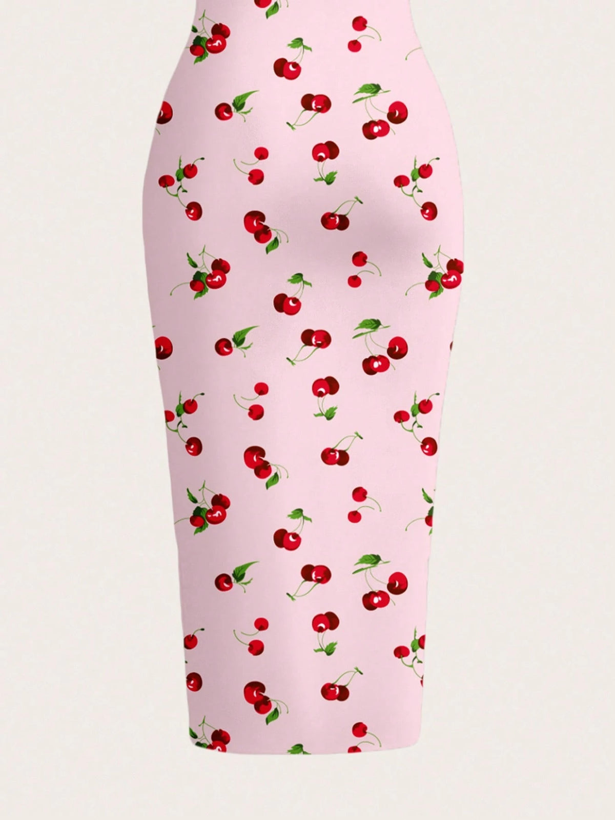 Women's Cherry Print Bodycon Cami Midi Dress