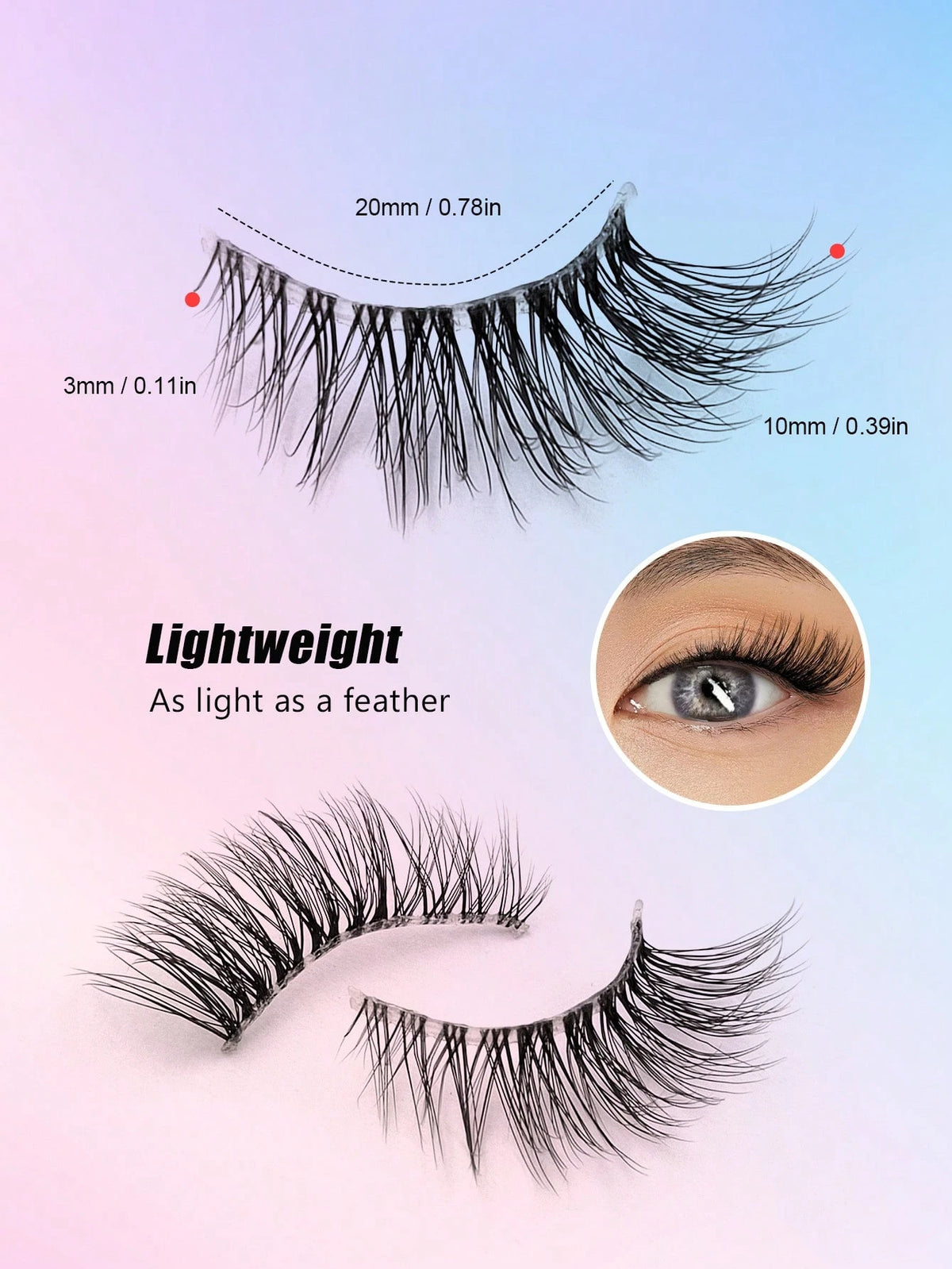 Women's Natural Transparent Half-Eye False Eyelashes Set