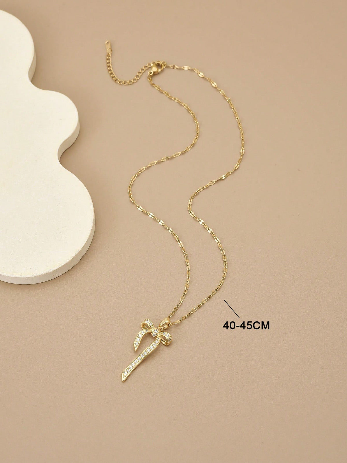 Women's Rhinestone Bow Stainless Steel Pendant Necklace
