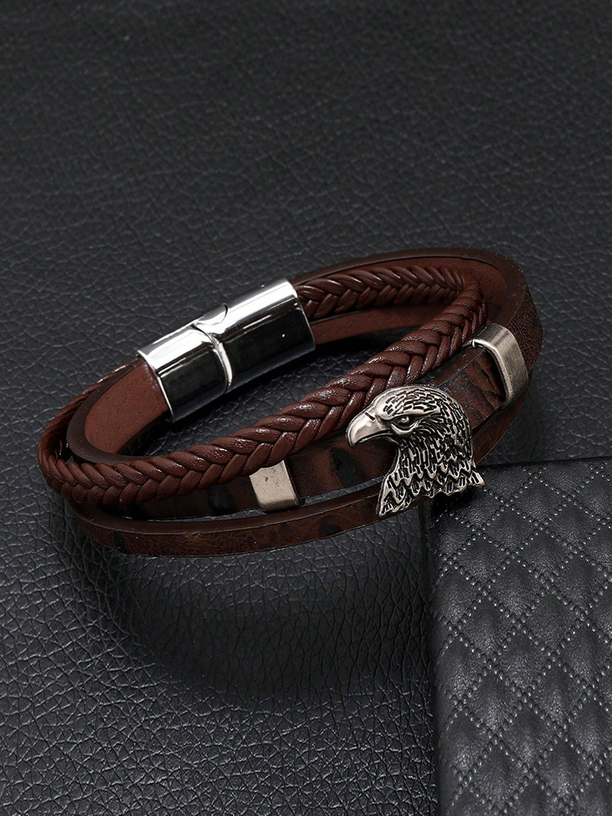 Men's Vintage Eagle Head Leather Braided Bracelet