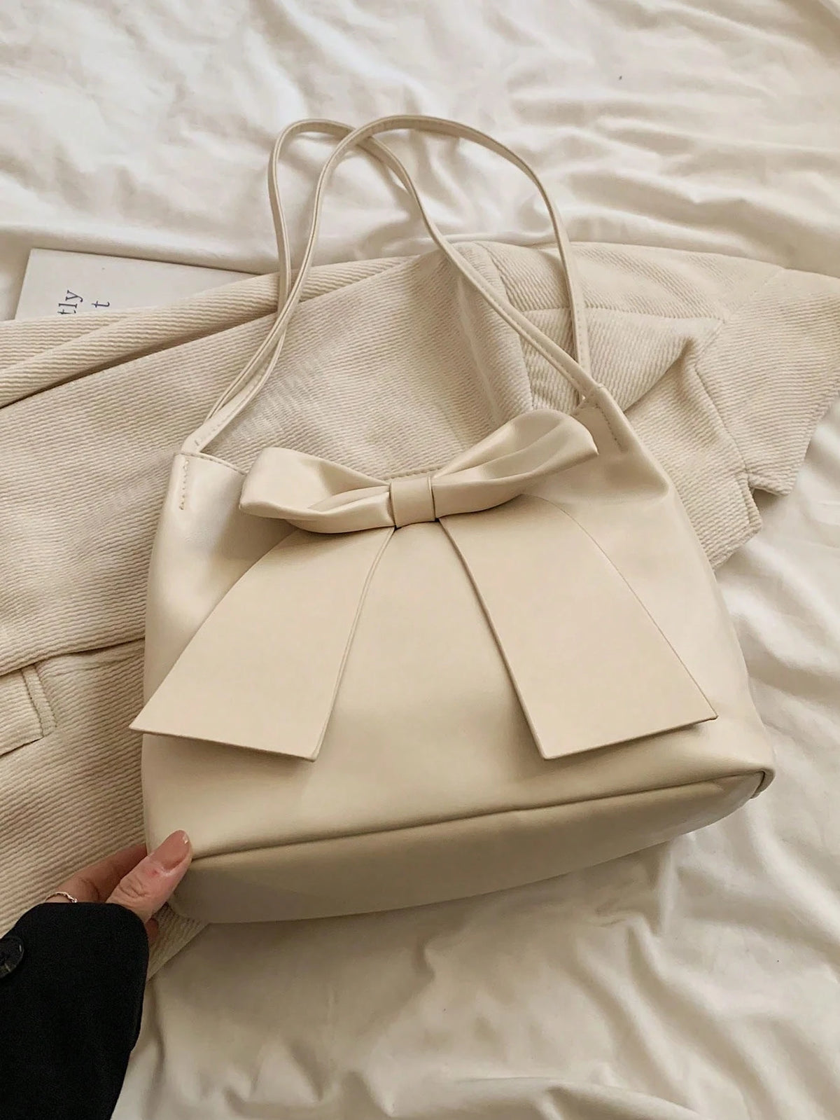 Women's Elegant Bow Decor PU Leather Shoulder Tote Bag