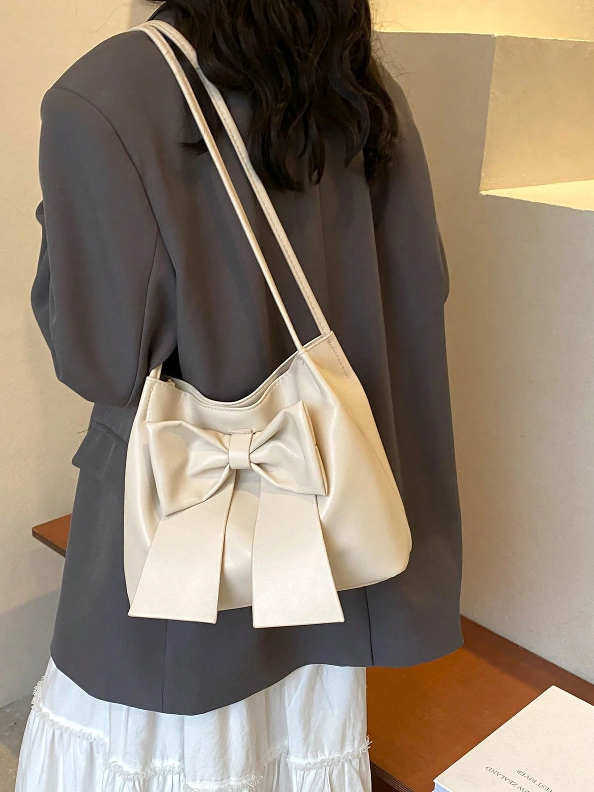 Women's Elegant Bow Decor PU Leather Shoulder Tote Bag