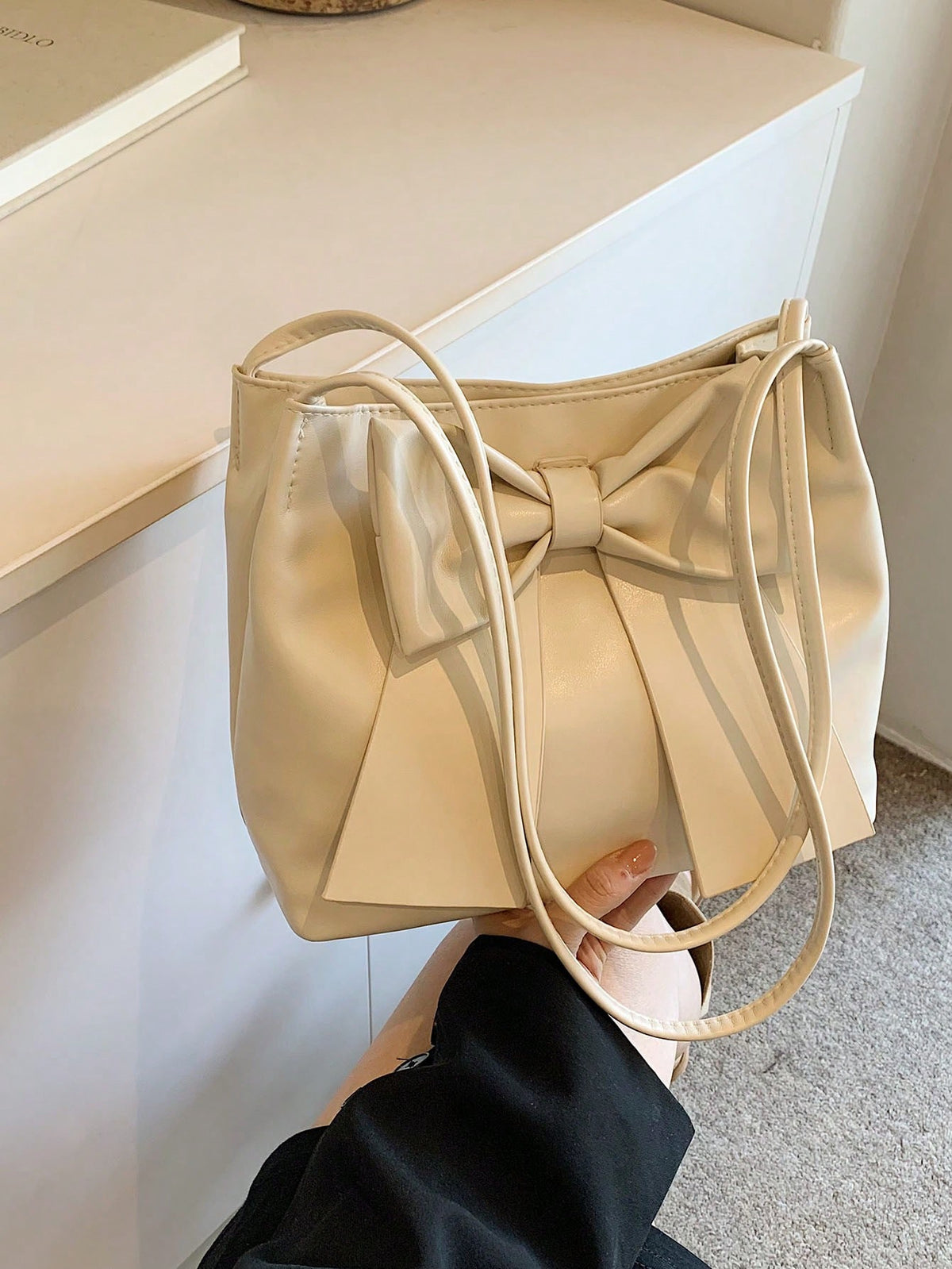 Women's Elegant Bow Decor PU Leather Shoulder Tote Bag