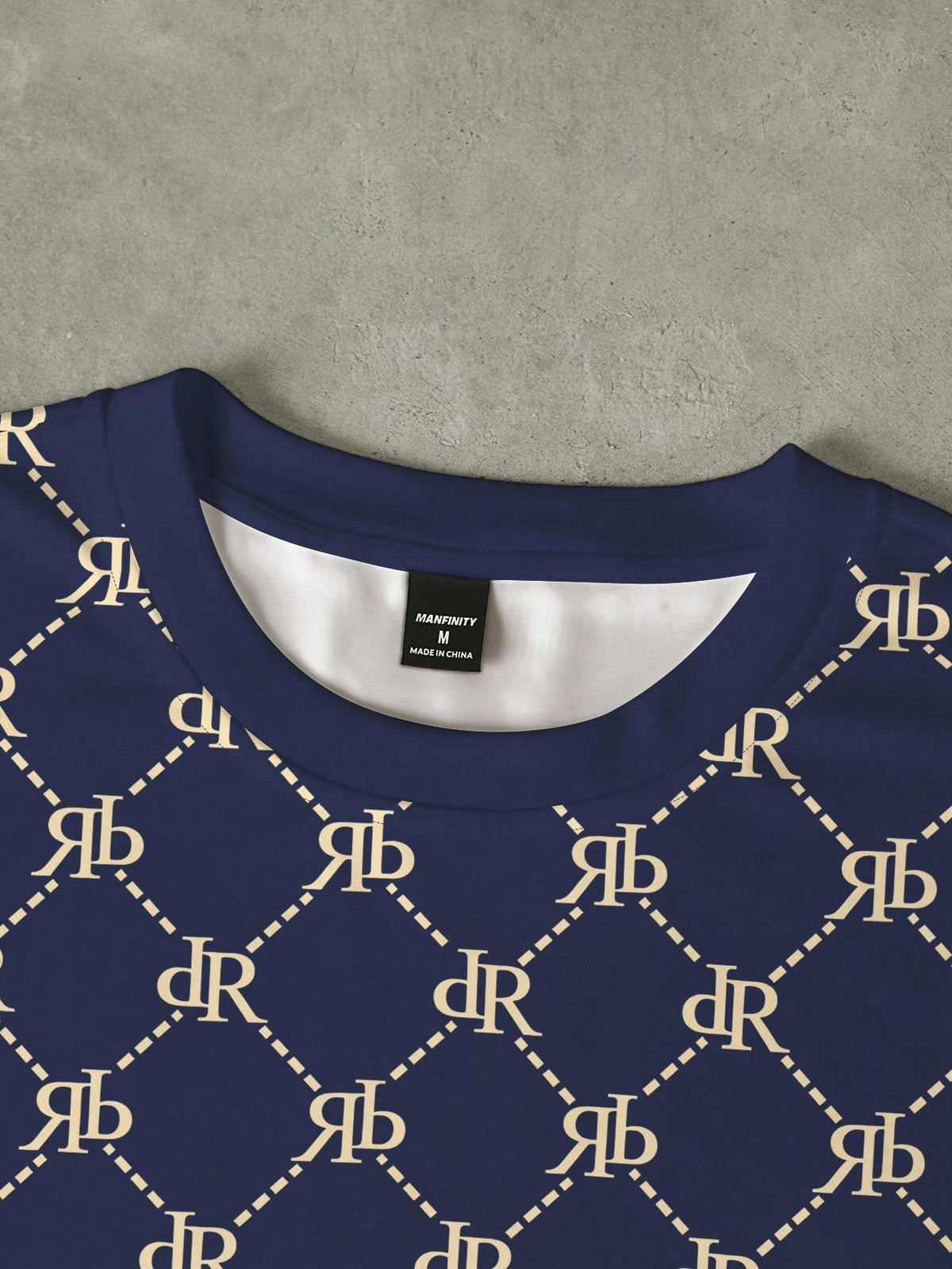 Men's Summer Letter Print Round Neck Short Sleeve Casual T-Shirt Royal Blue