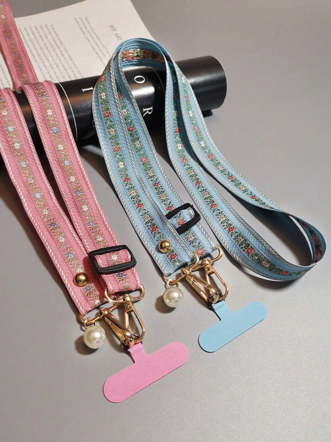 Cute Floral Crossbody Phone Lanyard Rope with Pearl Pendant