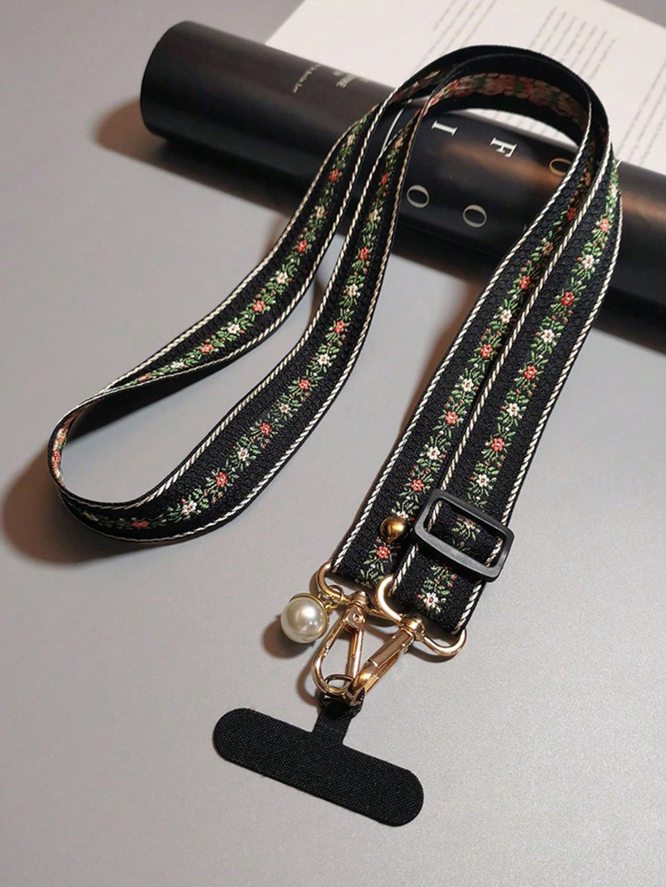 Cute Floral Crossbody Phone Lanyard Rope with Pearl Pendant
