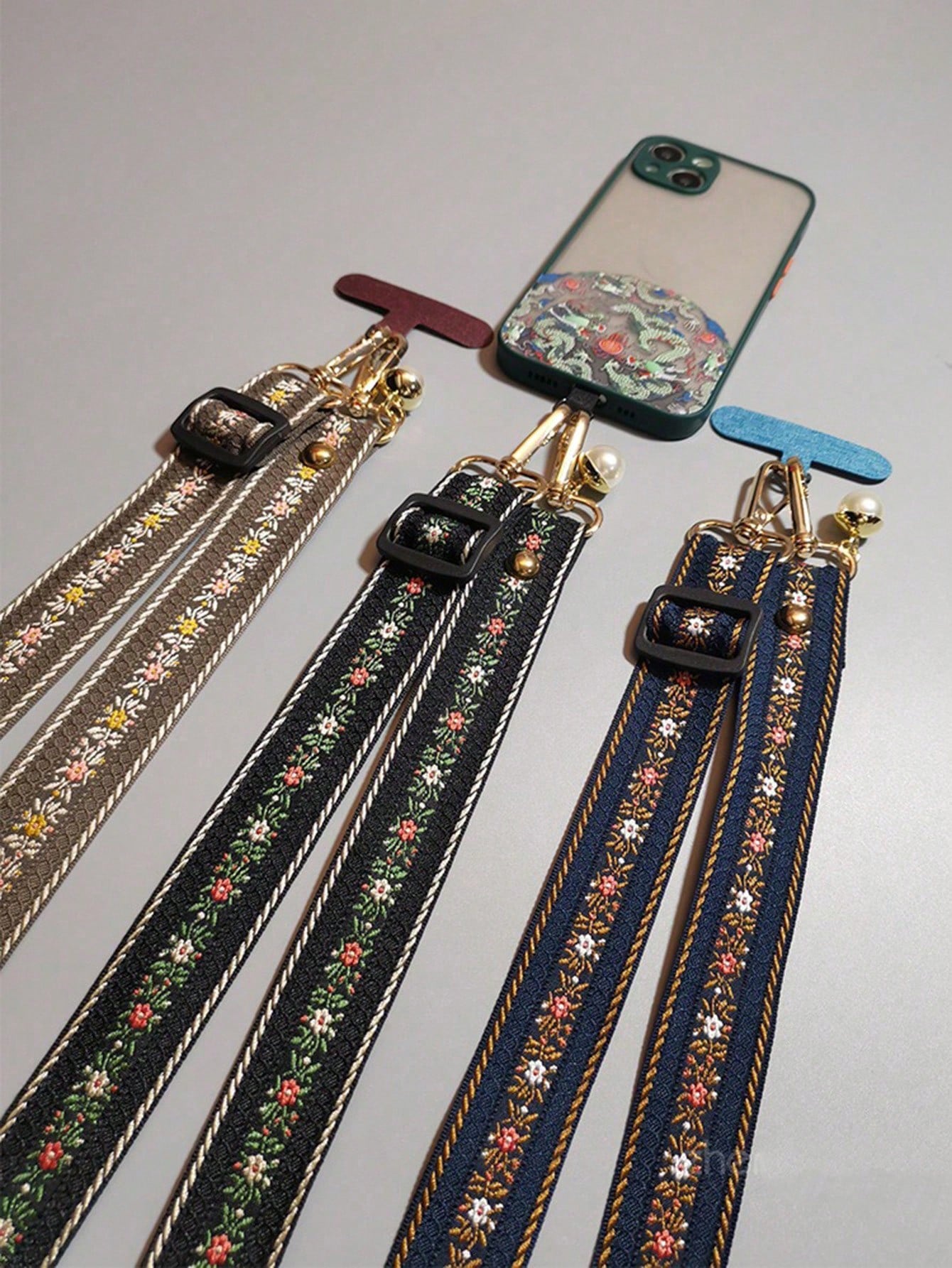 Cute Floral Crossbody Phone Lanyard Rope with Pearl Pendant