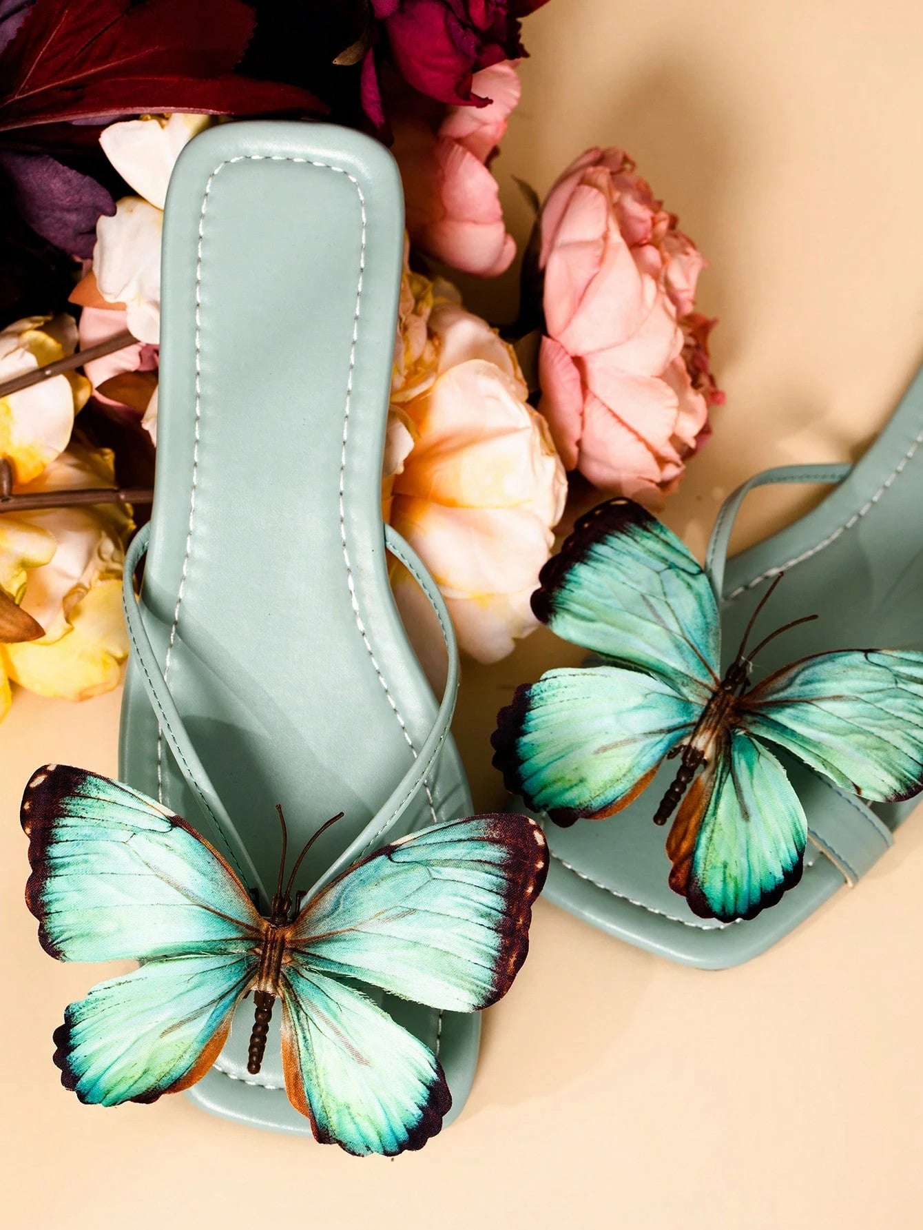 Women's Bohemian Floral Butterfly Flat Sandals