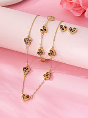 Women's Fashion Leopard Print Heart Jewelry Set