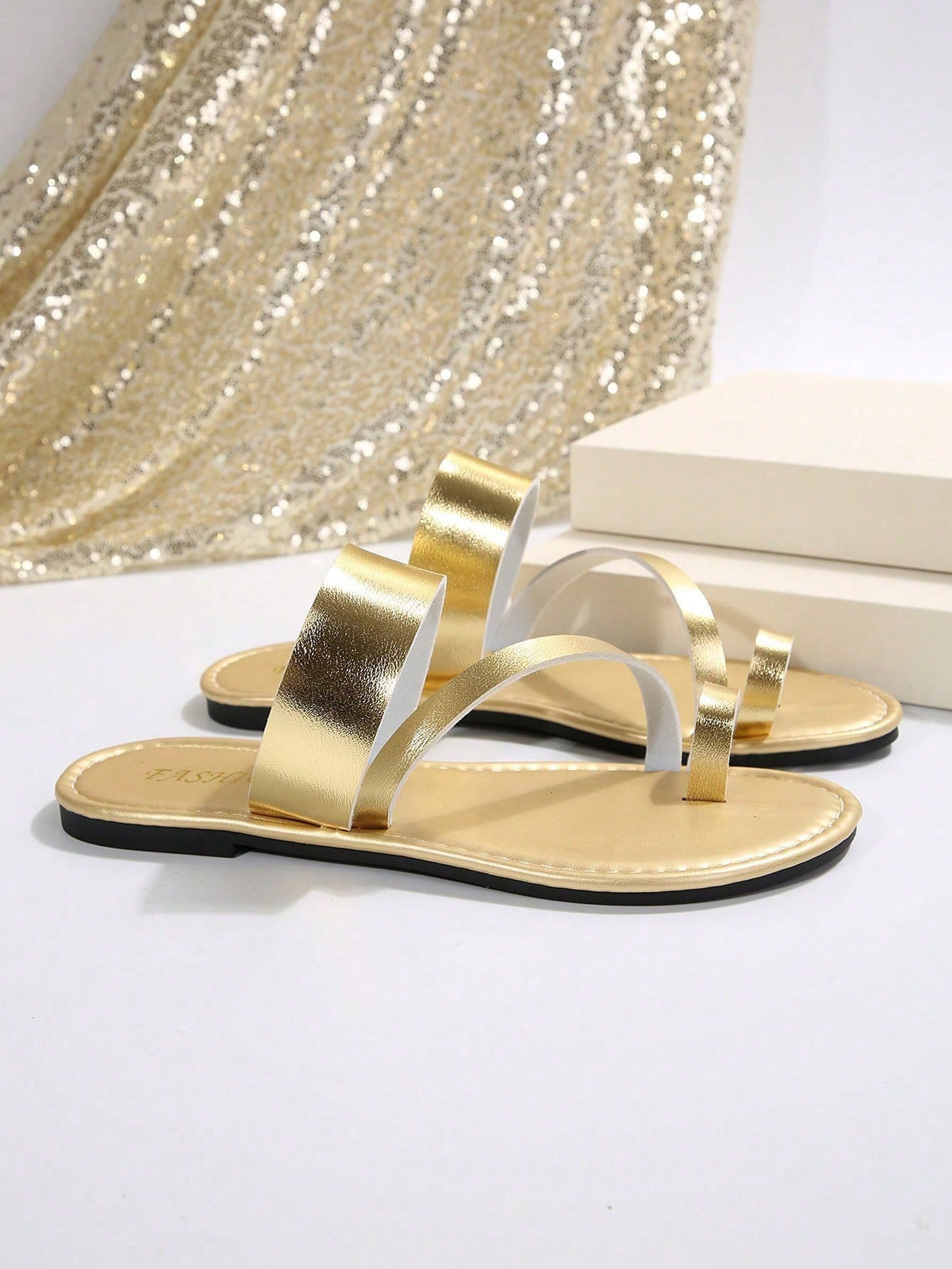 Women's Casual Chic Woven Open Toe Slide Flat Sandals