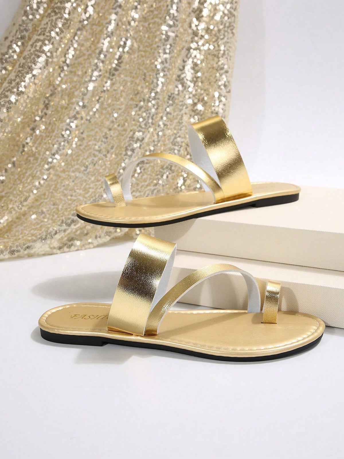 Women's Casual Chic Woven Open Toe Slide Flat Sandals
