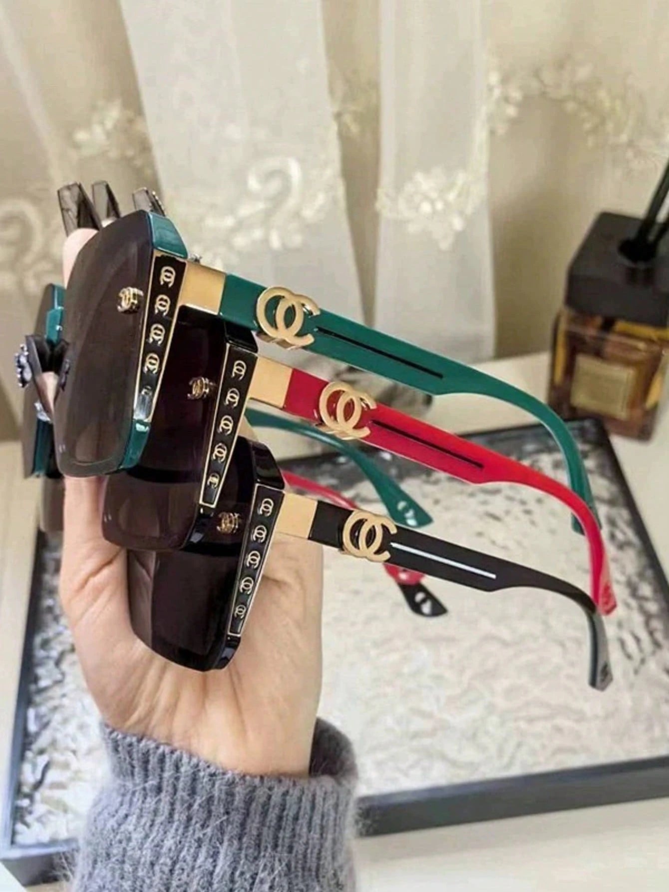 Oversized Square Retro Glasses for Women Full Frame