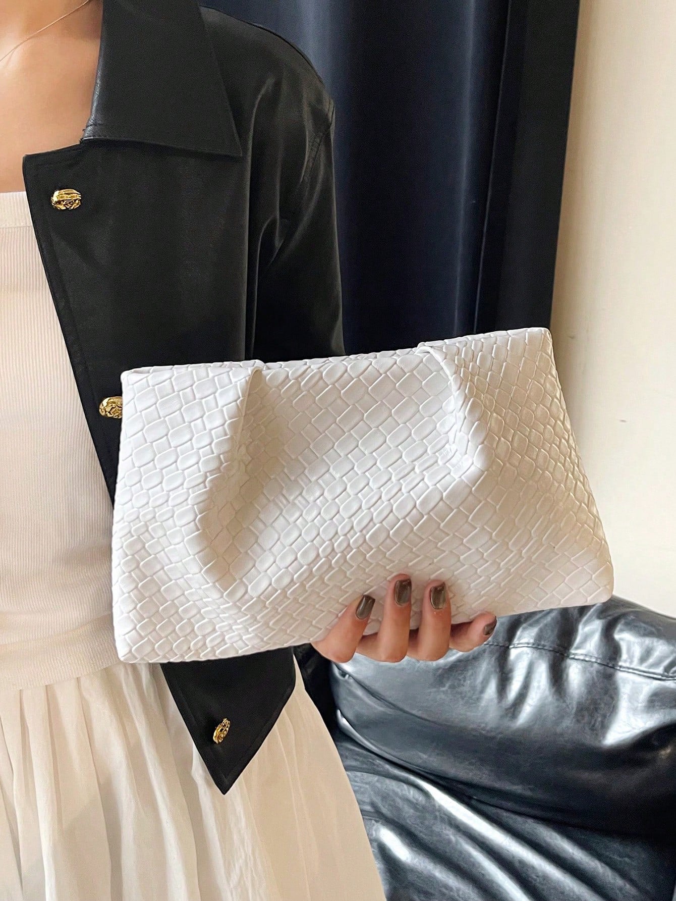 Women's Elegant Pleated Ruched Cloud Envelope Clutch Bag