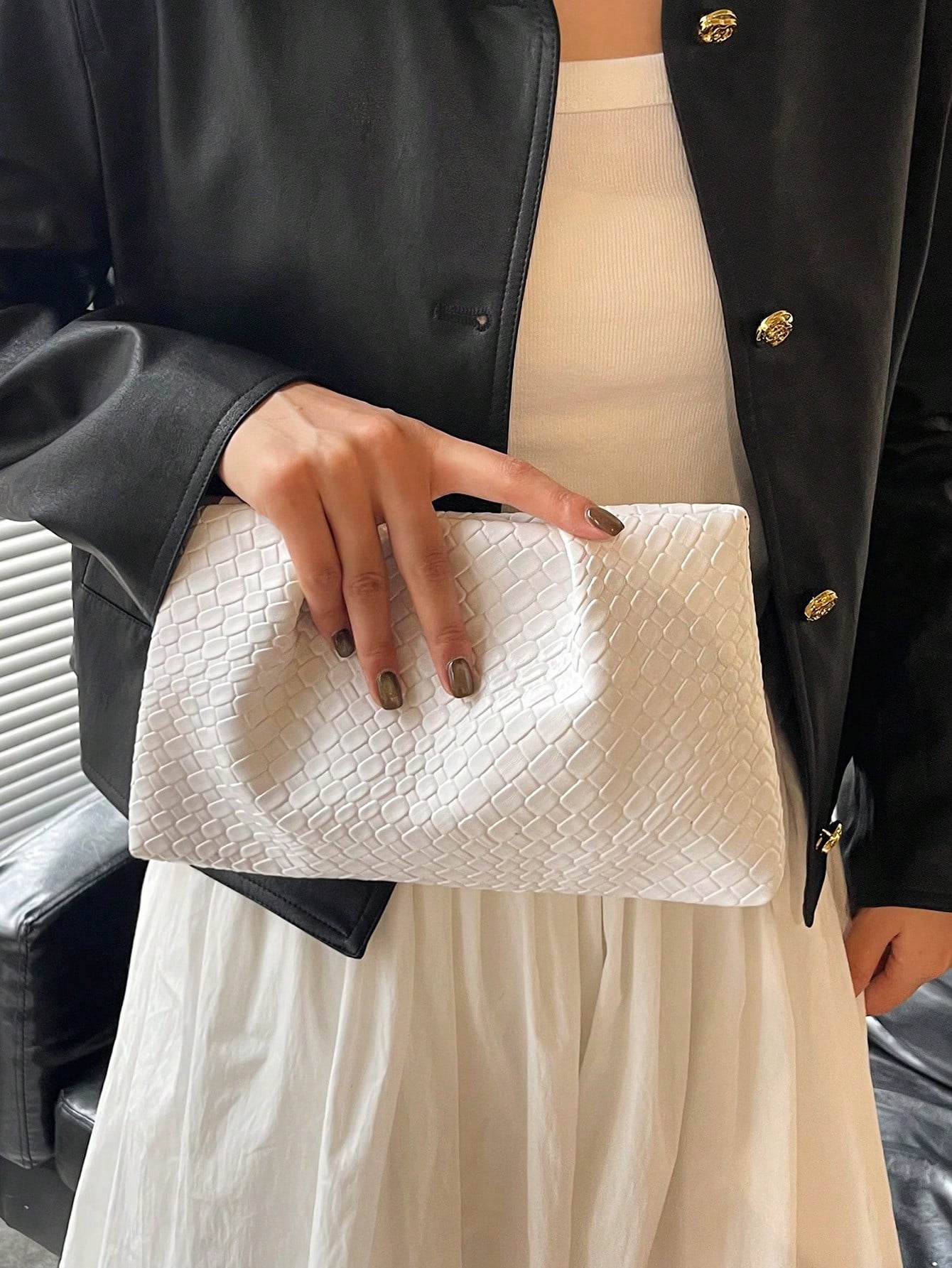 Women's Elegant Pleated Ruched Cloud Envelope Clutch Bag