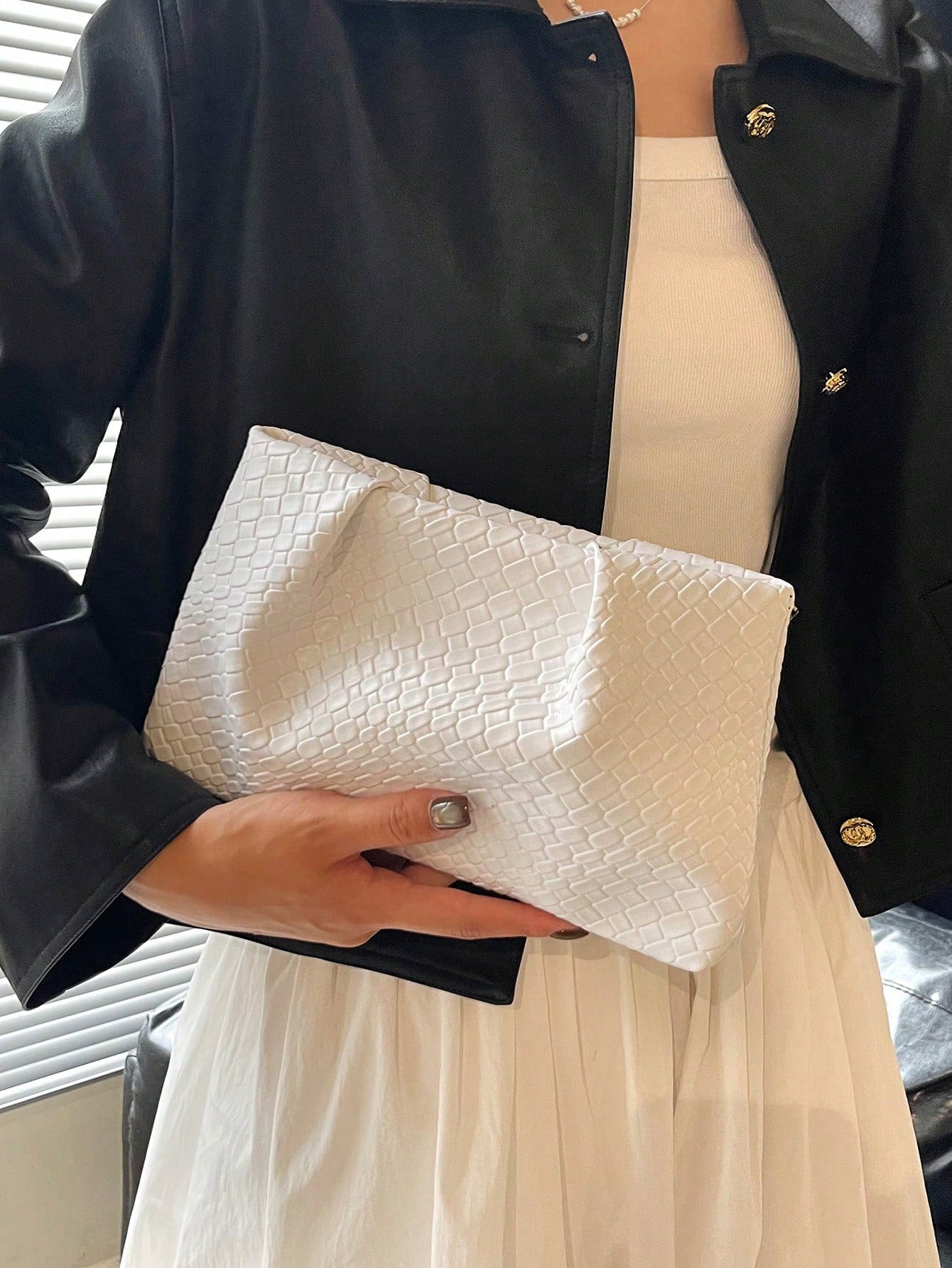 Women's Elegant Pleated Ruched Cloud Envelope Clutch Bag