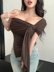 Women's Twist Detail Bodycon Asymmetrical T-Shirt