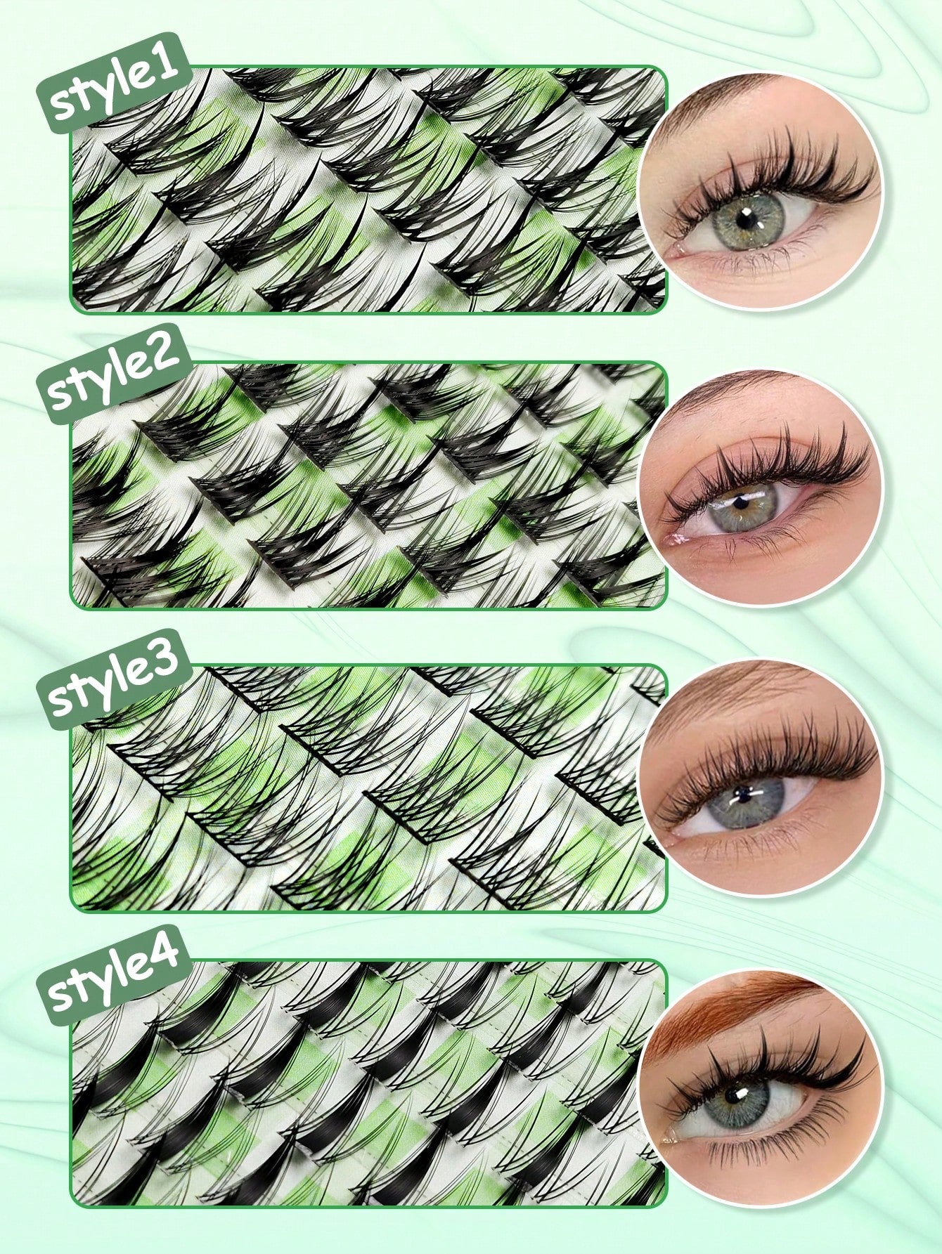 Women's 400-Piece 3D Faux Mink Cluster False Eyelashes Set
