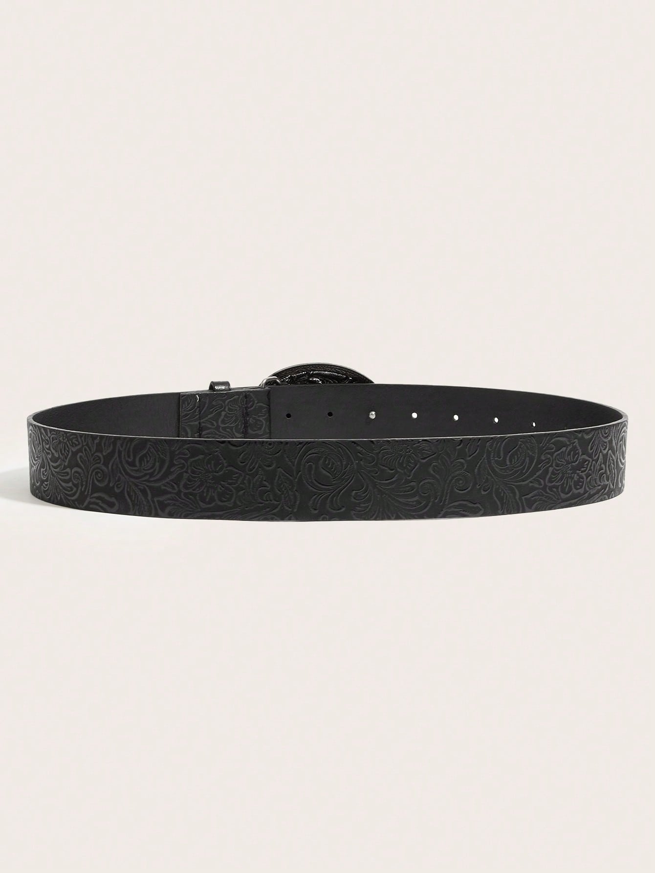 Women's Vintage Grape Pattern Oval Buckle PU Belt