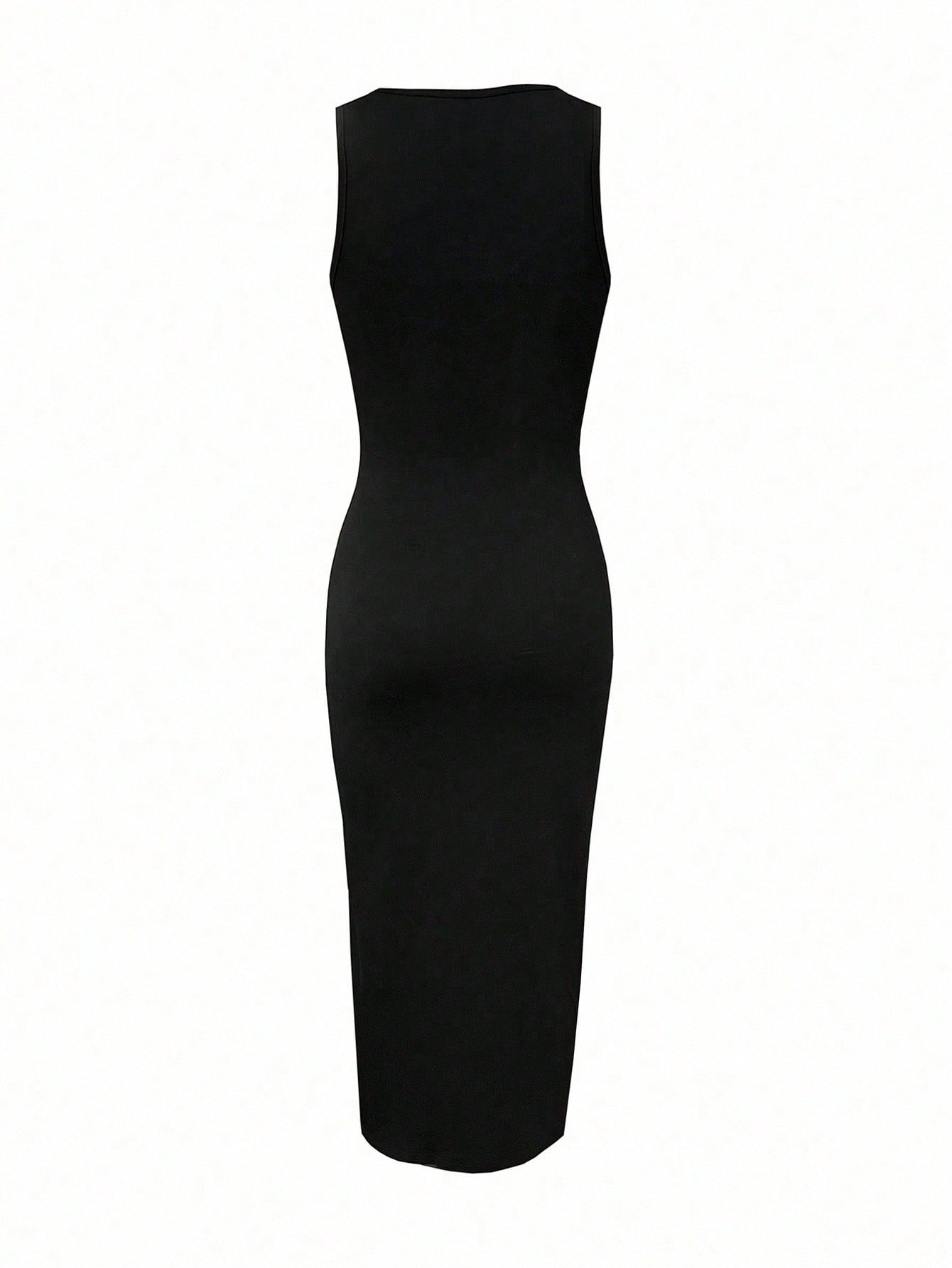 Women's Sexy Rhinestone Heart Cutout Slit Bodycon Dress