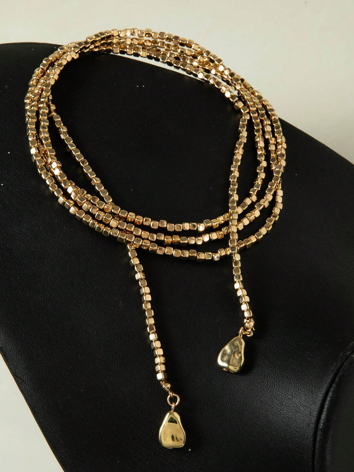 Women's Asymmetric CZ Bead Faux Pearl Choker Necklace