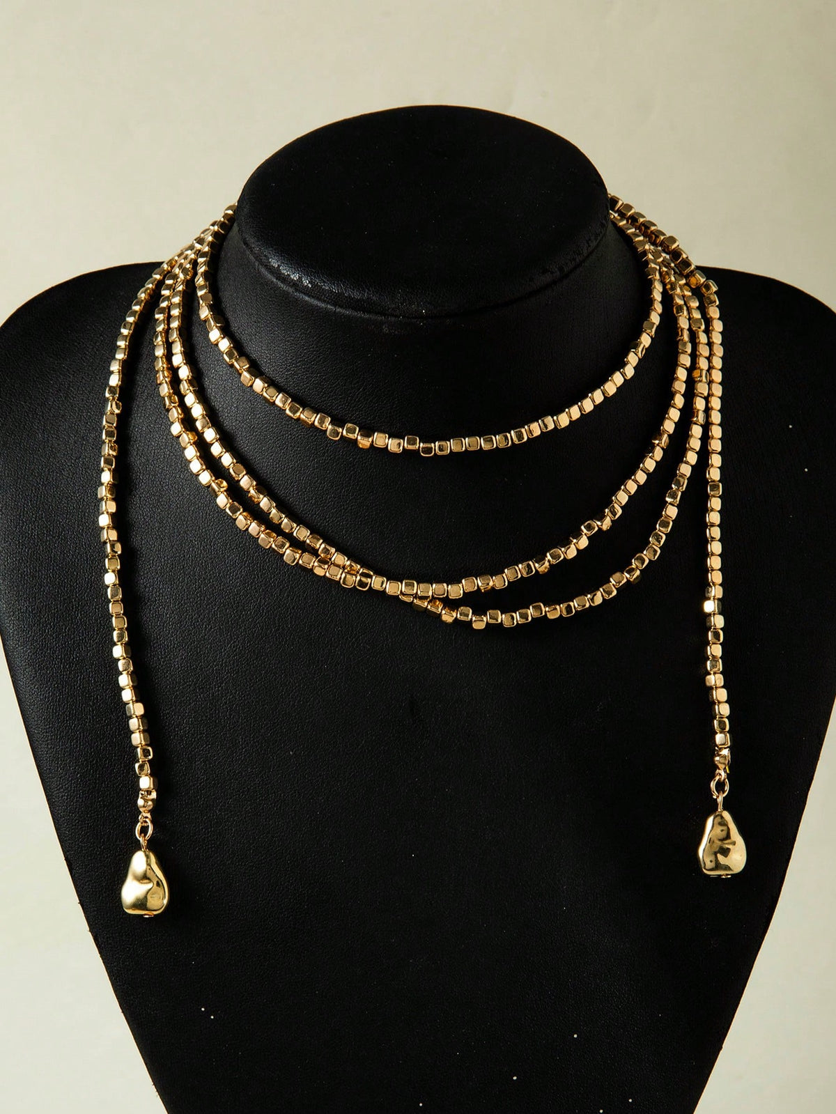 Women's Asymmetric CZ Bead Faux Pearl Choker Necklace