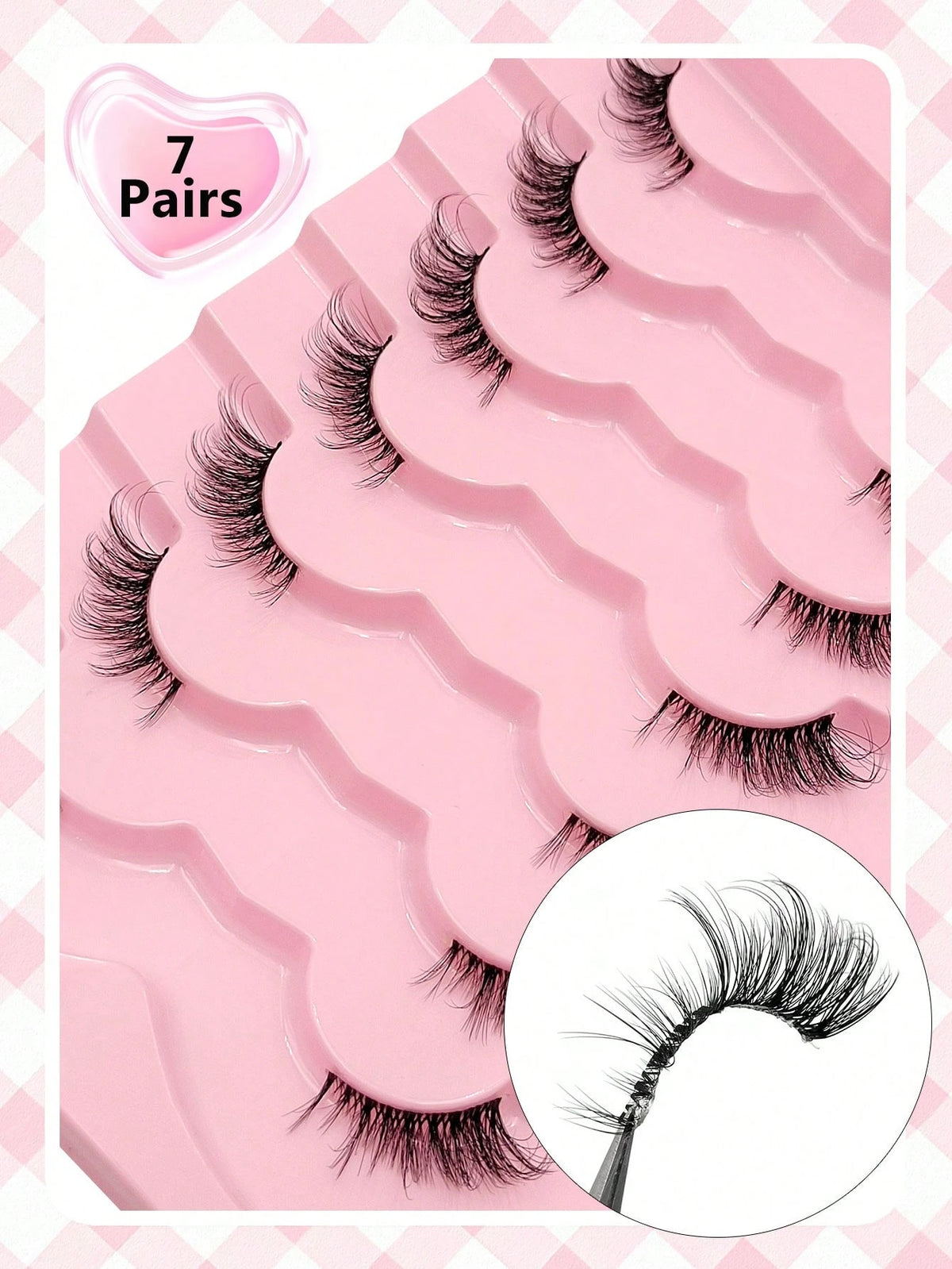 Women's 7 Pairs Cat Eye 3D Faux Mink Half False Eyelashes Set