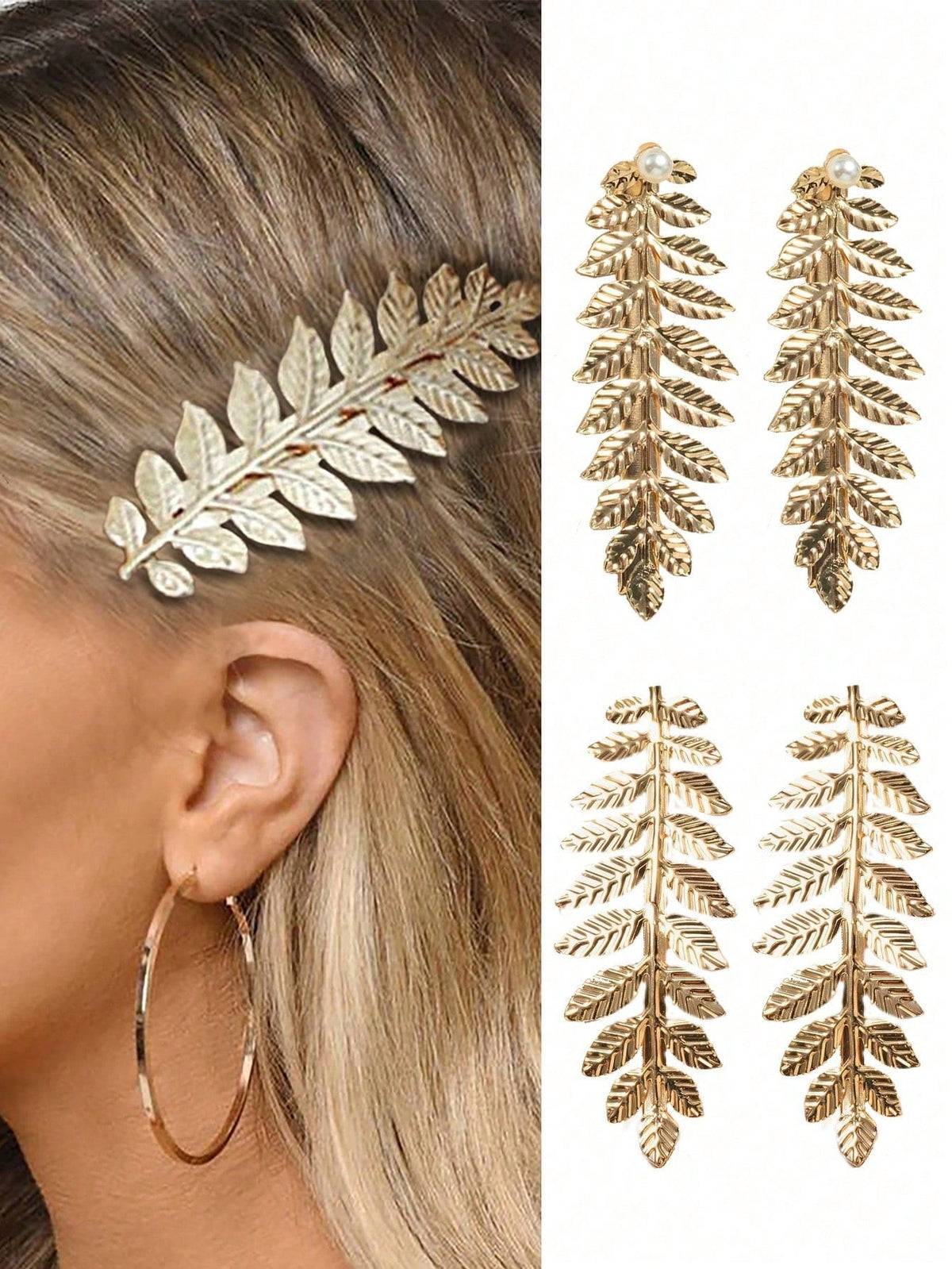 Women's Elegant Metal Leaf Hair Clip Set