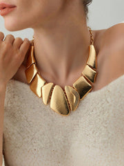 Women's Geometric Hammered Metal Splice Bib Necklace
