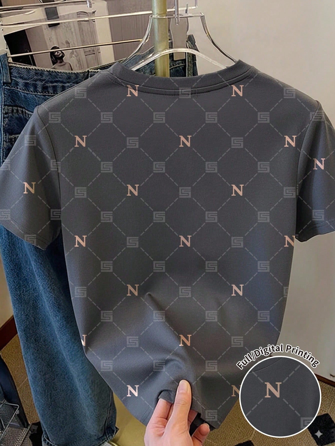 Women's Geometric Graphic Print Round Neck Short Sleeve T-Shirt