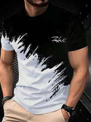 Men's 3D Graphic Print Contrast T-Shirt Short Sleeve Polyester