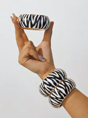 Women's Vintage Punk Style Enamel Zebra Print Bracelet