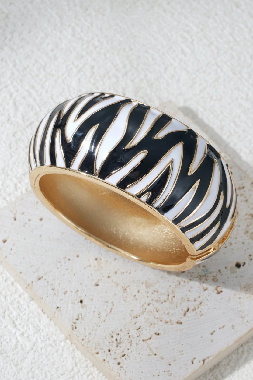 Women's Vintage Punk Style Enamel Zebra Print Bracelet