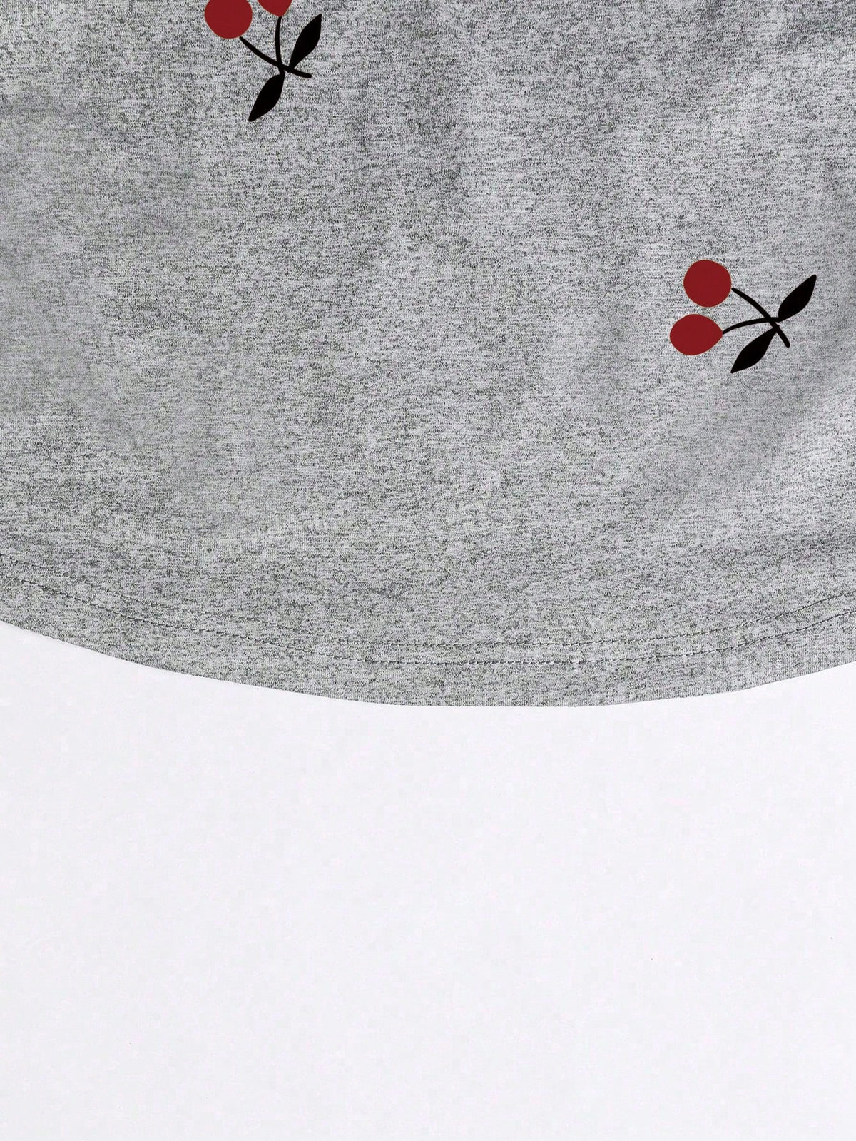 Women's Casual Cherry Print Ruched Waist Pullover Tee