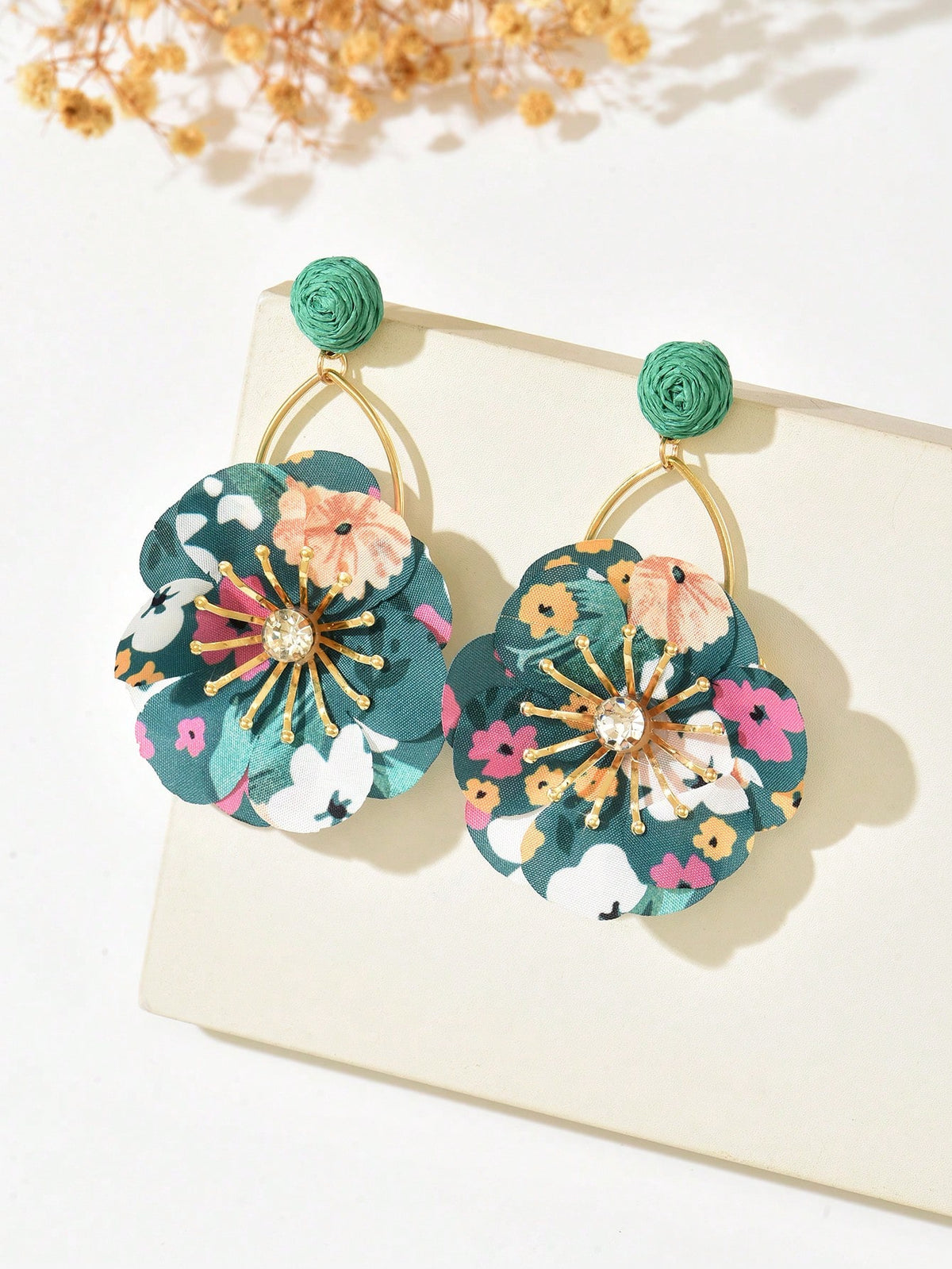 Women's Mori Raffia Flower Tassel Dangle Earrings