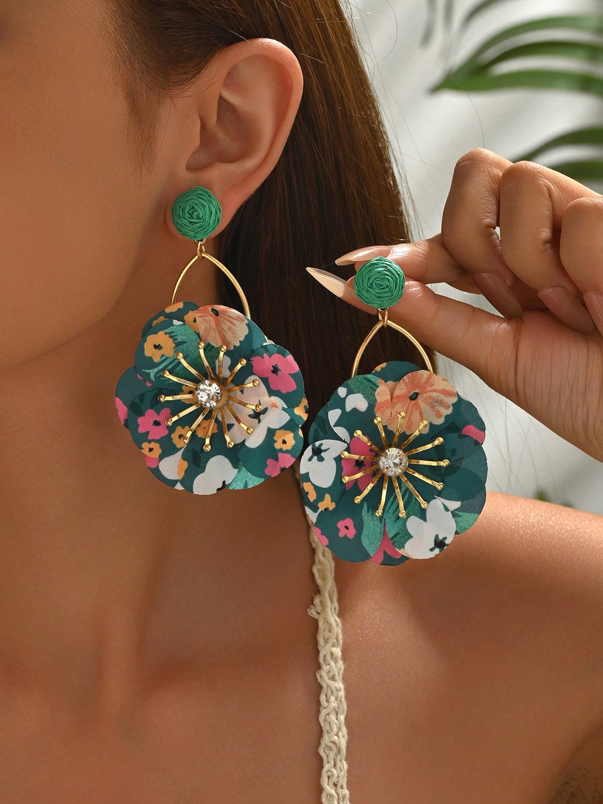 Women's Mori Raffia Flower Tassel Dangle Earrings