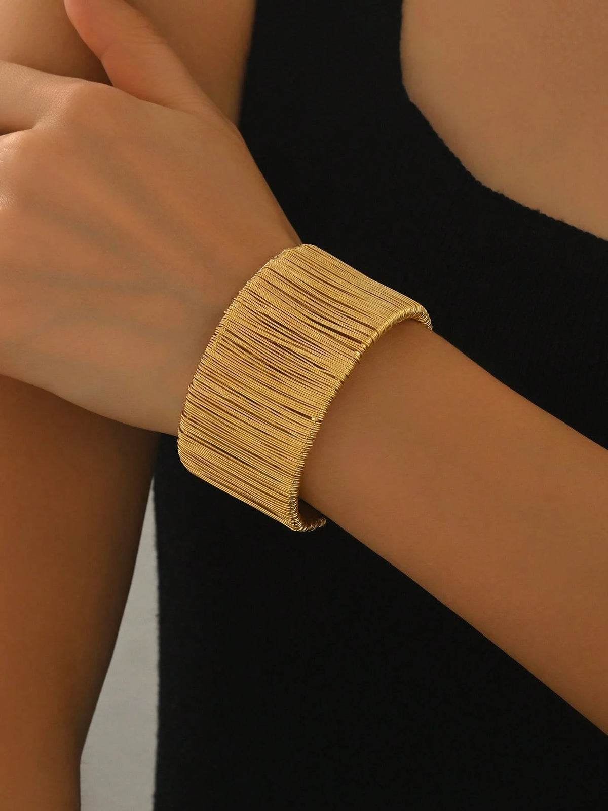 Women's Fashion Multi-Layer Wrapped Metal Bangle Bracelet