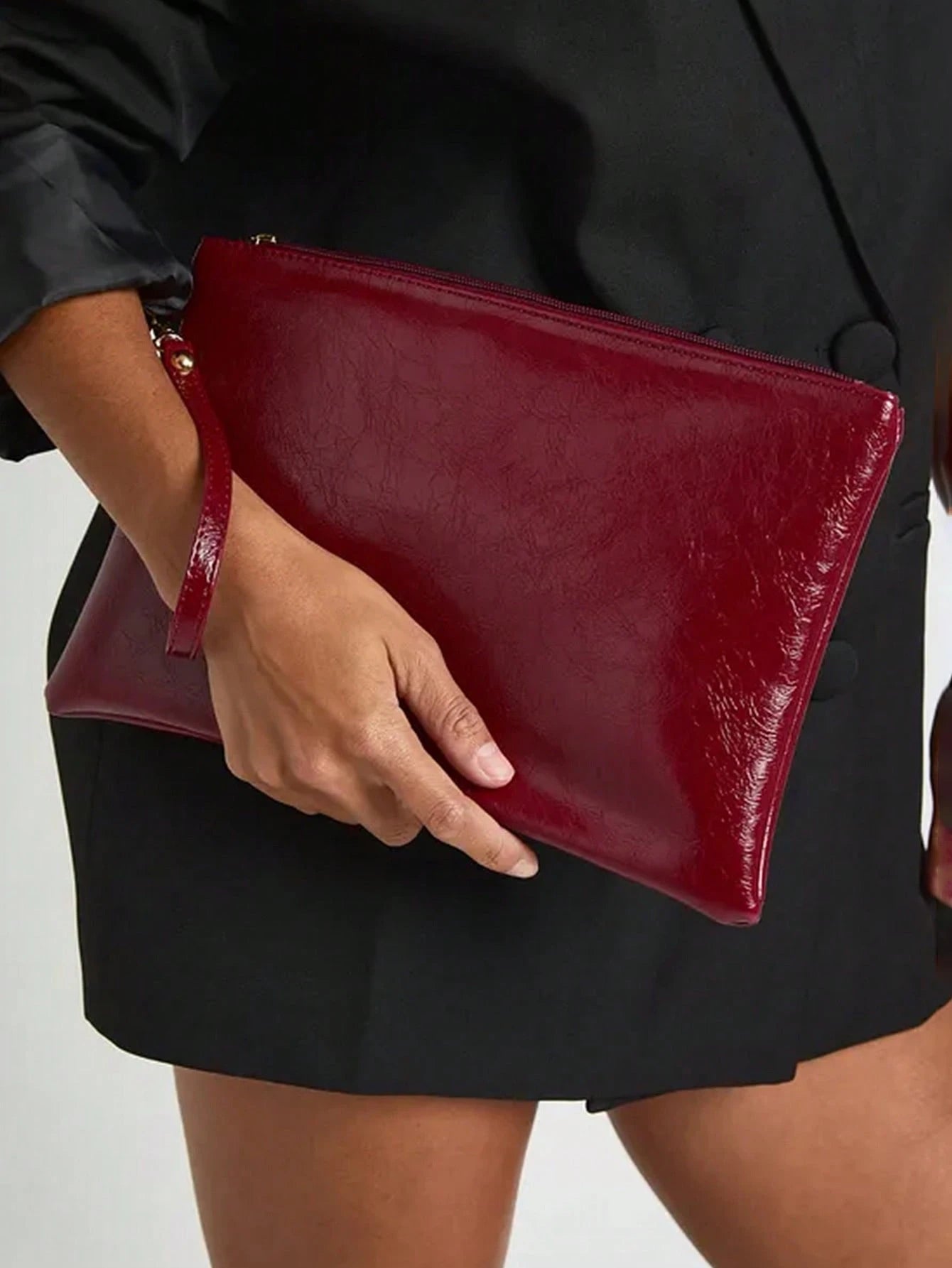 Women's Minimalist Solid Color Daily Wristlet Clutch Bag