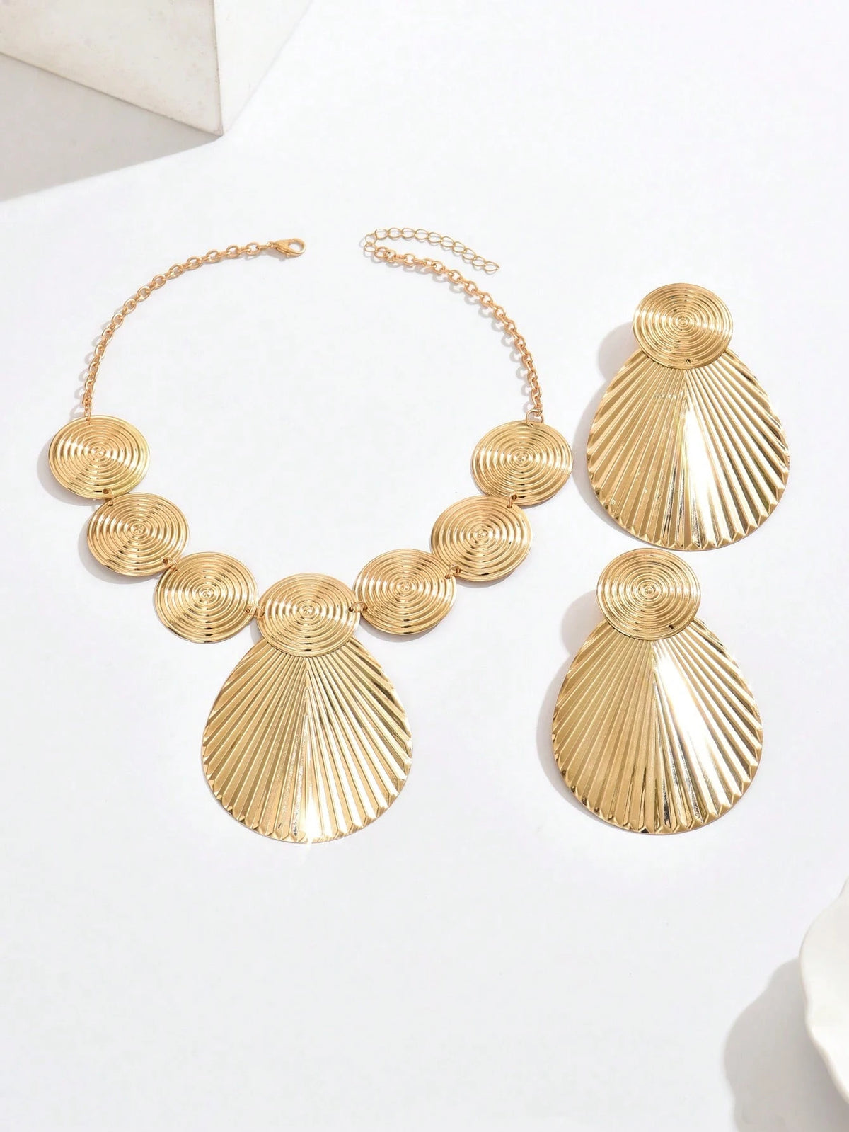 Women's Geometric Teardrop Earring and Necklace Set