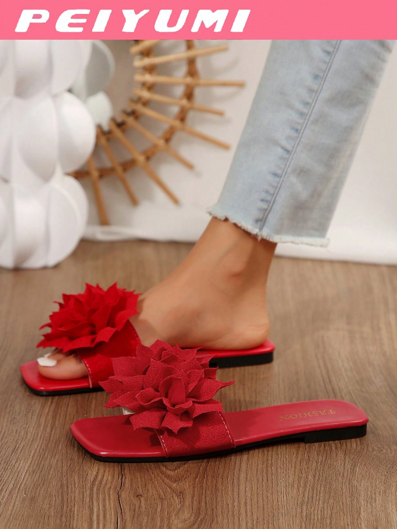 Women's Floral Decor Non-Slip Casual Flat Slide Sandals