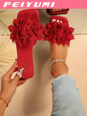 Women's Floral Decor Non-Slip Casual Flat Slide Sandals