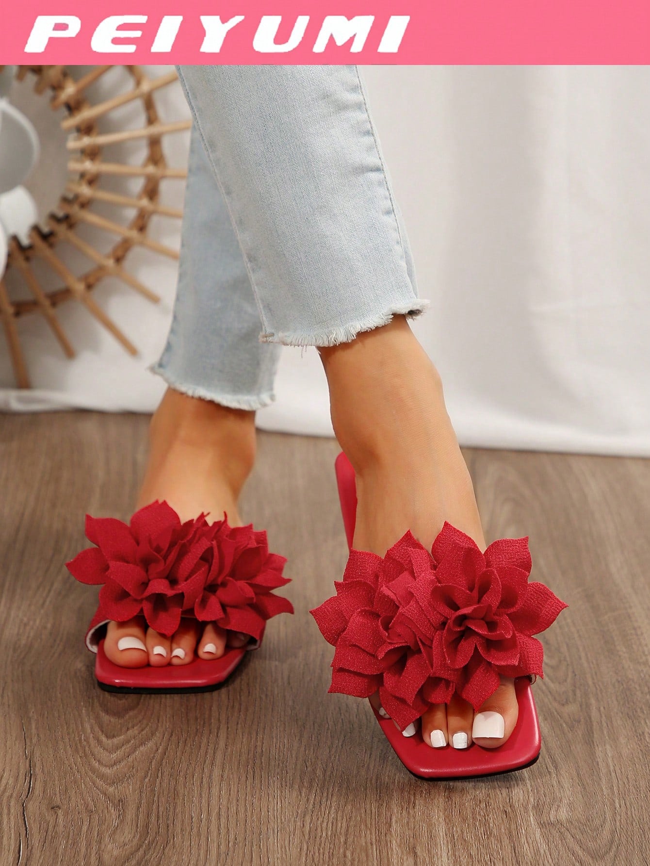 Women's Floral Decor Non-Slip Casual Flat Slide Sandals