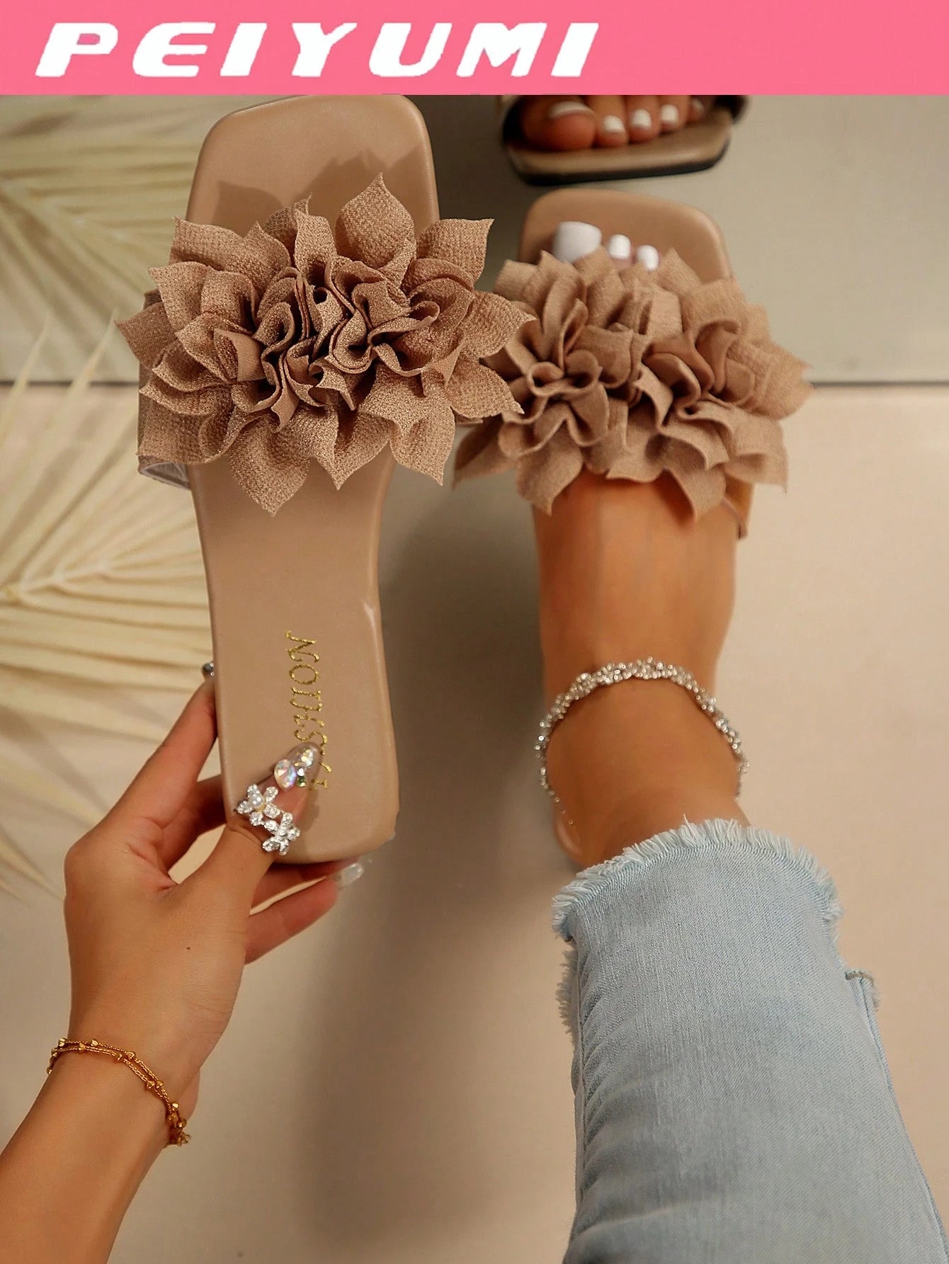 Women's Unique Floral Decor Non-Slip Casual Beach Flat Sandals