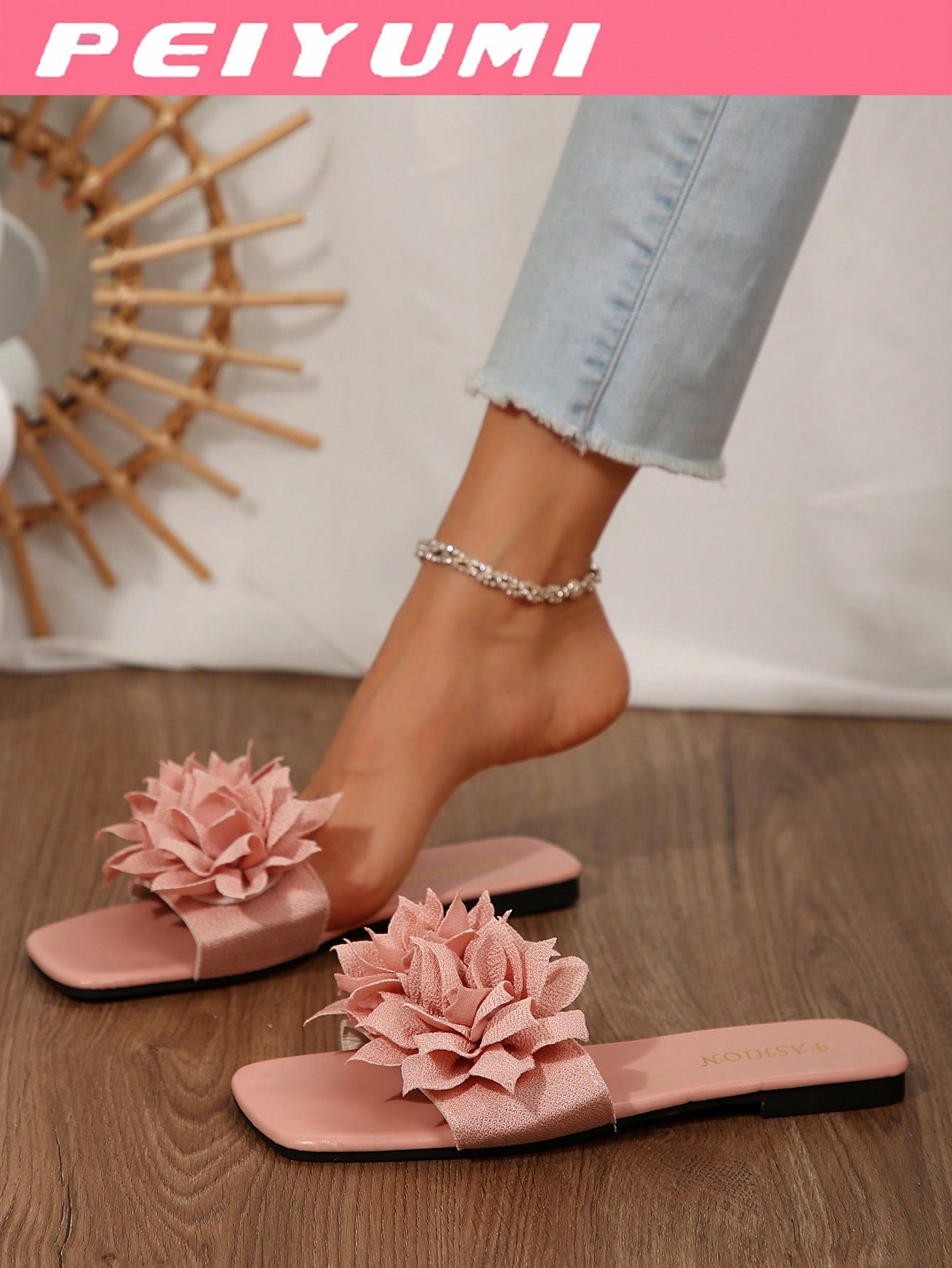 Women's Flower Decor Non-Slip Casual Flat Slide Sandals
