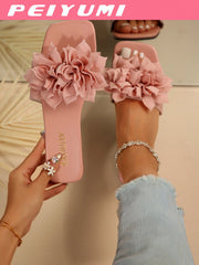 Women's Flower Decor Non-Slip Casual Flat Slide Sandals